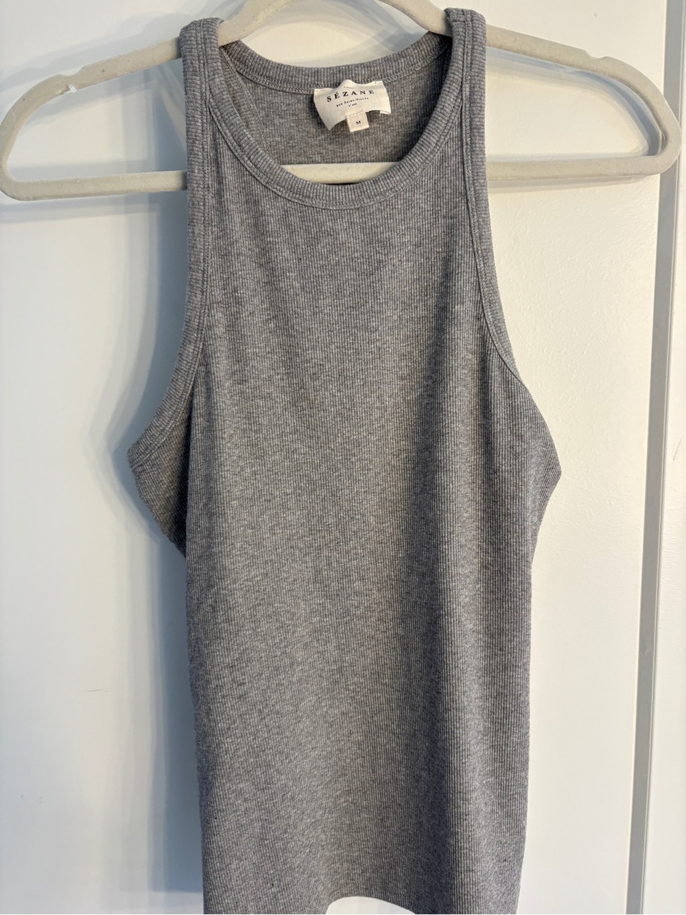 Sezane Gray Ribbed Racerback Tank